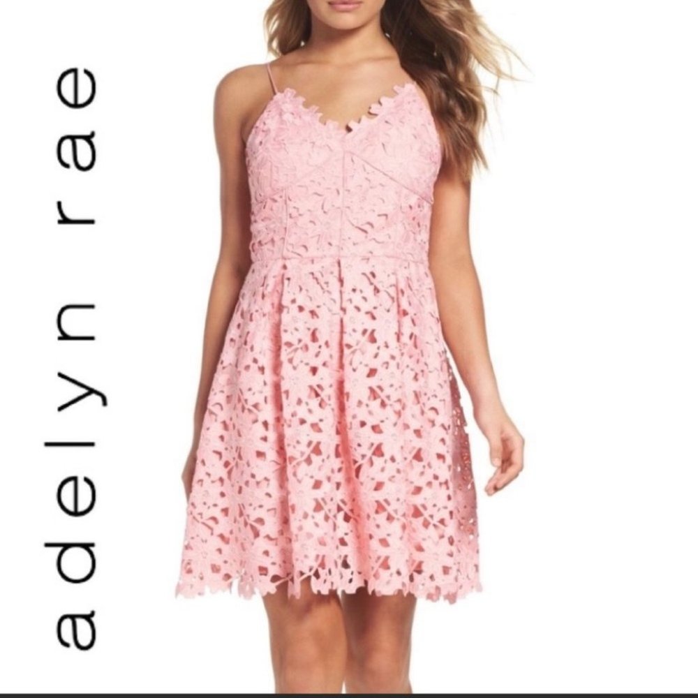 Adelyn Rae - NWT Pink Lace Appliqué Floral dress